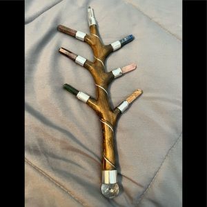 Handcrafted wooden crystal wand spiritual